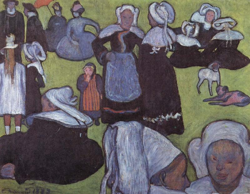 Emile Bernard breton women in meadow Spain oil painting art